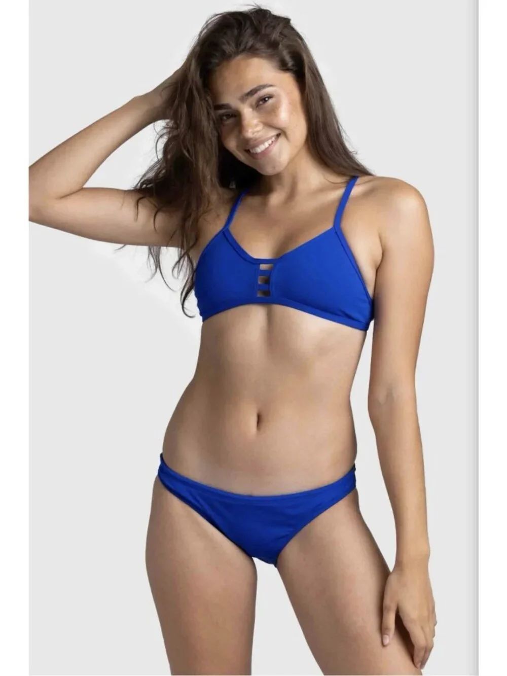 JOLYN Women’s Small Solid Blue Bikini Low Rise Bottom